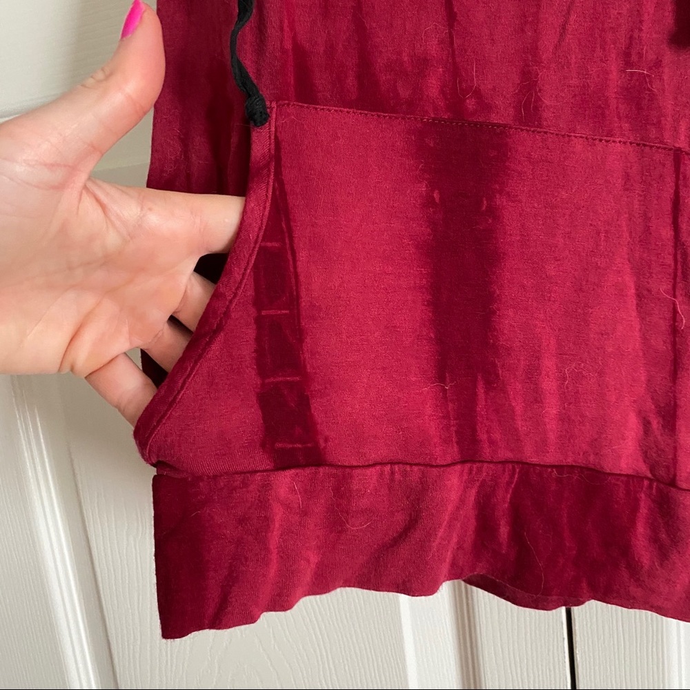 ❤️ 2 for $15 Ethereal Maroon Tie Dye Tank Top Sleeveless workout Hoodie - Picture 5 of 5